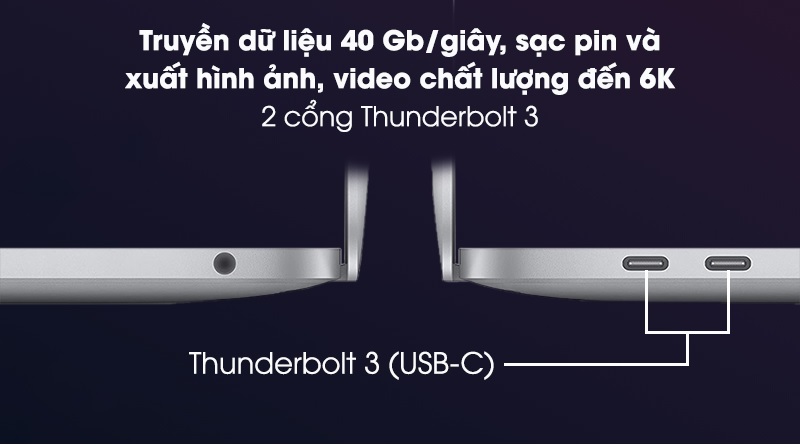 MacBook Pro M1 được trang bị 2 cổng Thunderbolt 3